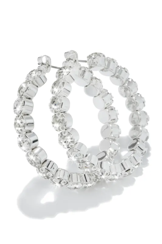 Maybelle Embellished Hoop Earring - Silver sold by Miss Lola