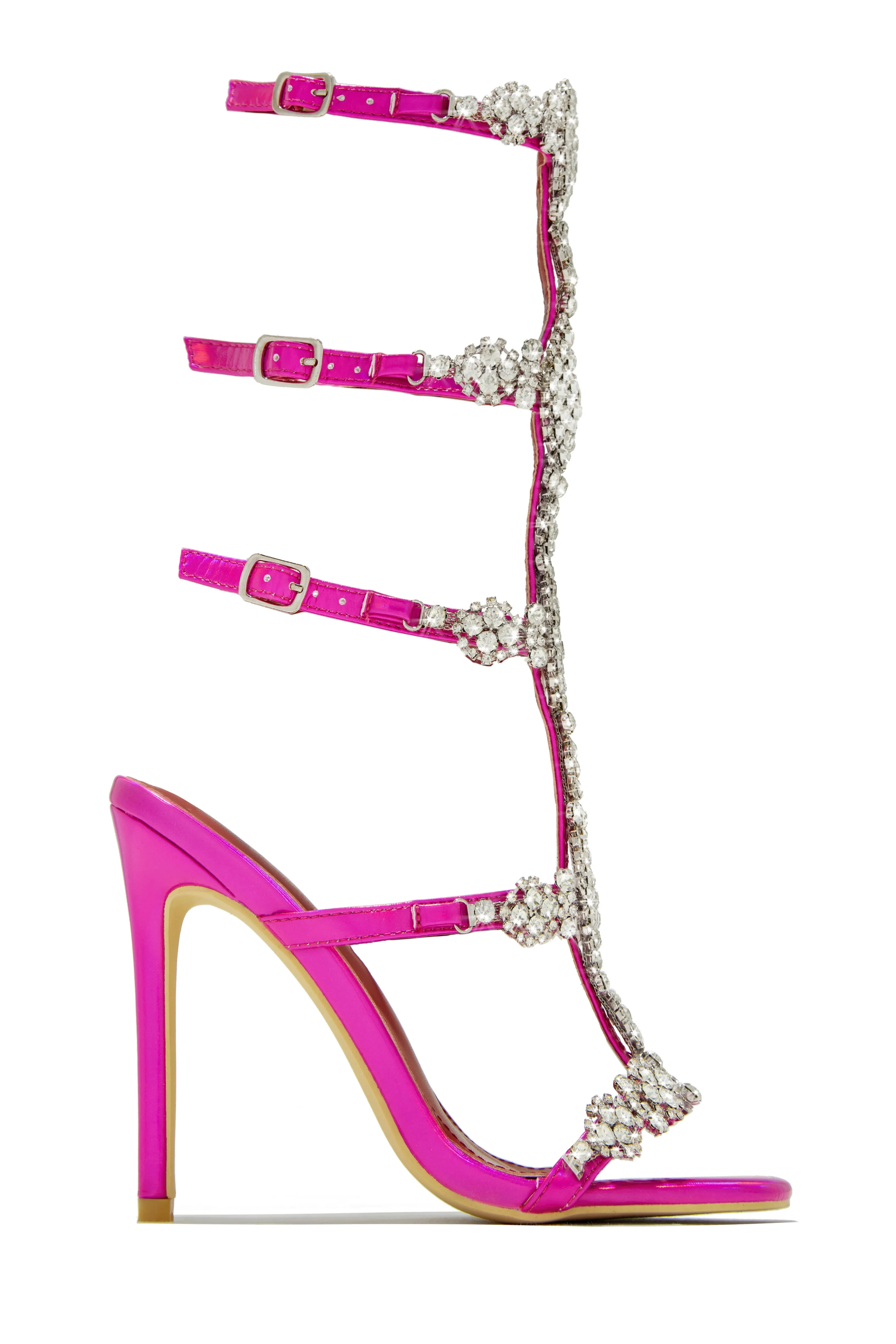 Expensive Taste Embellished Cage High Heels - Pink sold by Miss Lola product image thumbnail 4