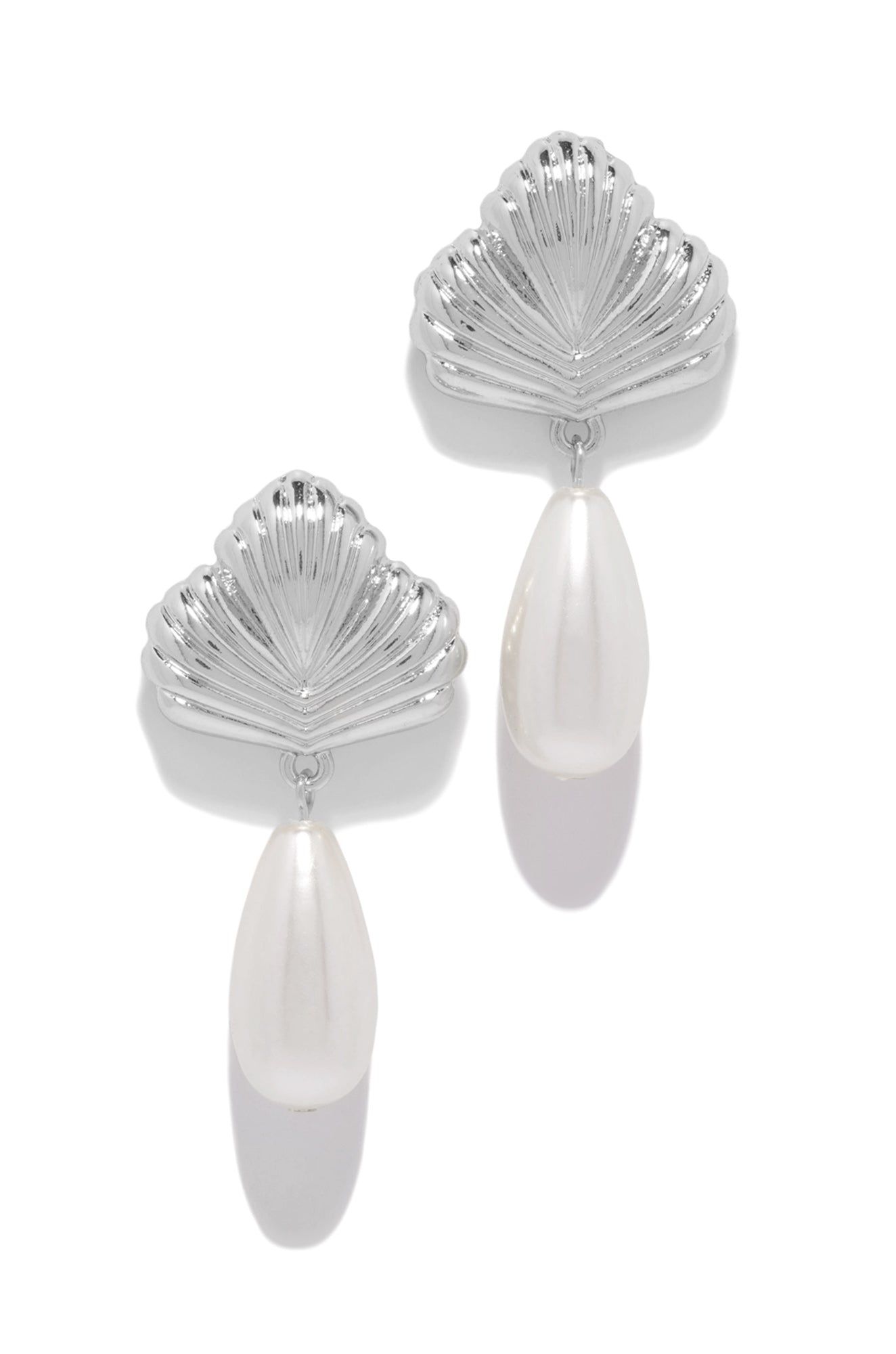 Emelia Faux Pearl Statement Dangle Earring - Silver sold by Miss Lola
