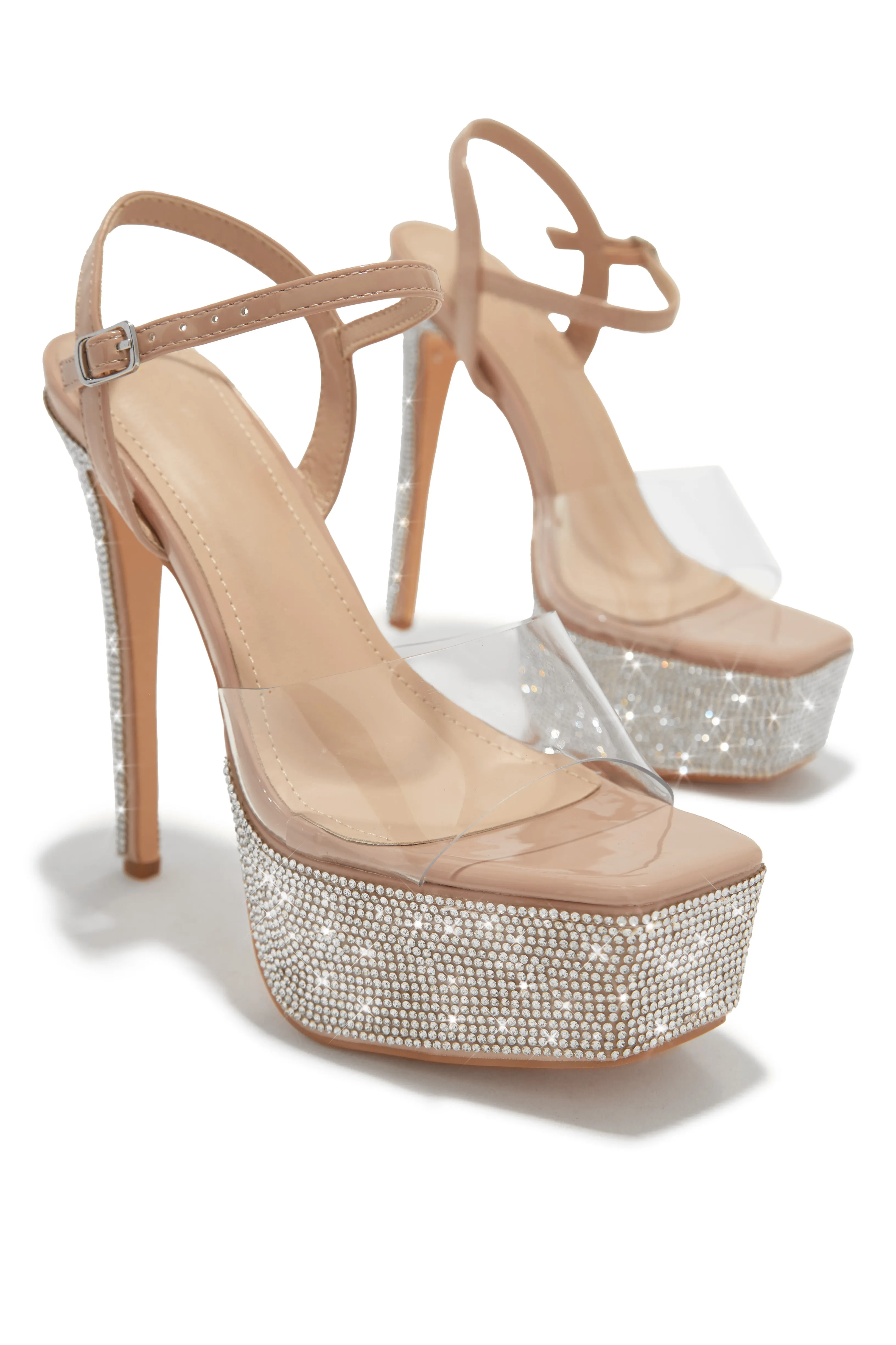 Party Ready Embellished Platform Heels - Nude sold by Miss Lola product image thumbnail 3