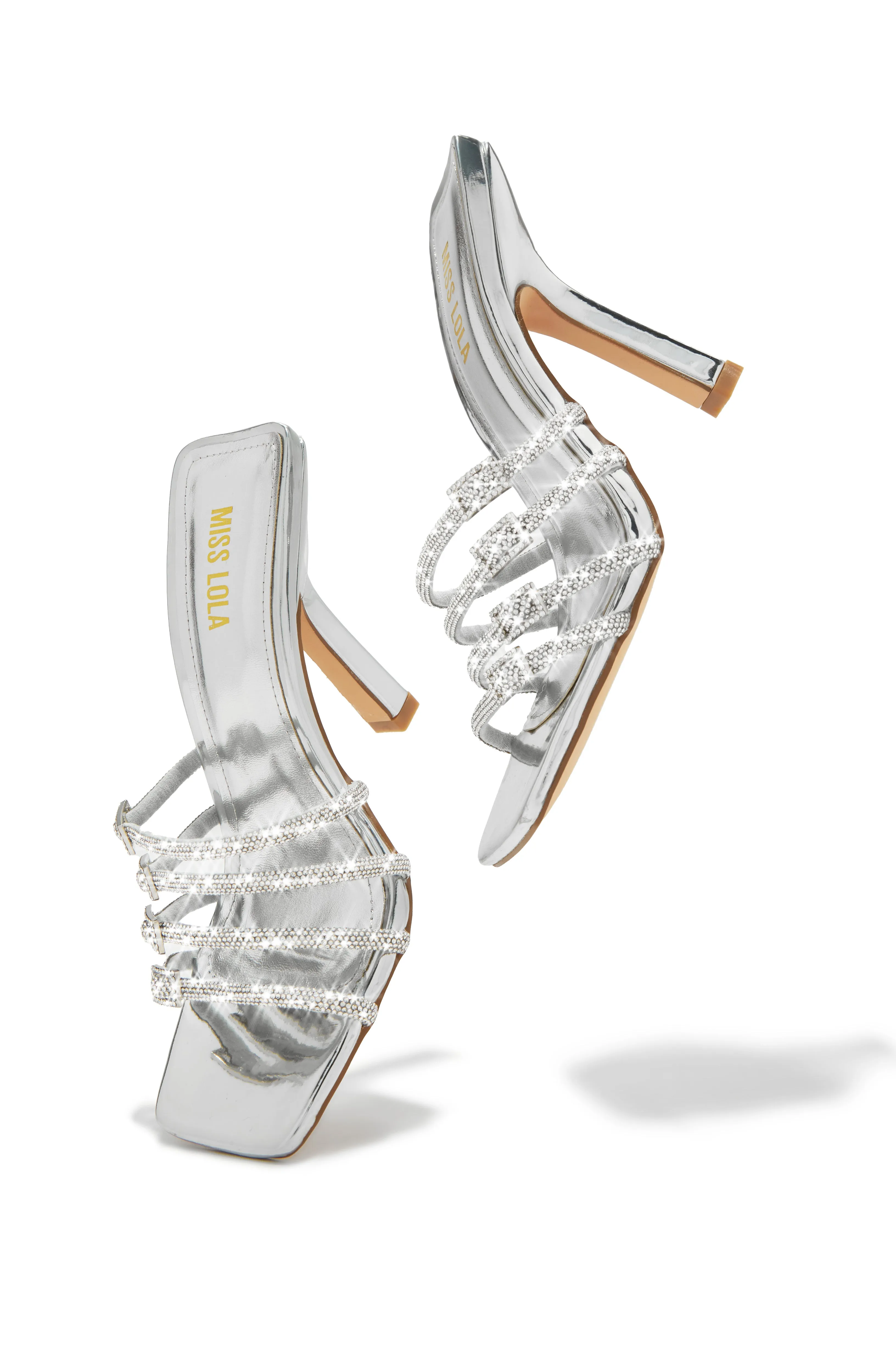 Champagne Taste Embellished High Heel Mules - Silver sold by Miss Lola product image thumbnail 5