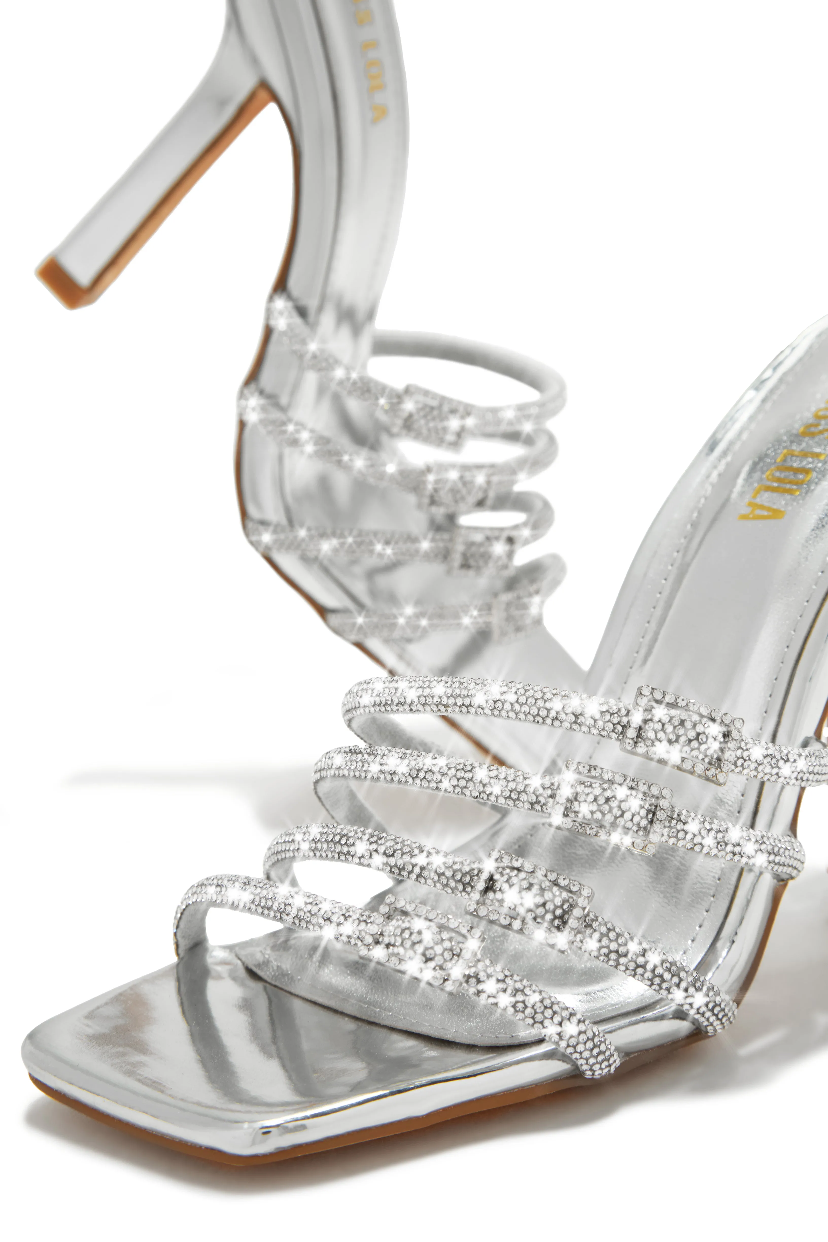 Champagne Taste Embellished High Heel Mules - Silver sold by Miss Lola product image thumbnail 3