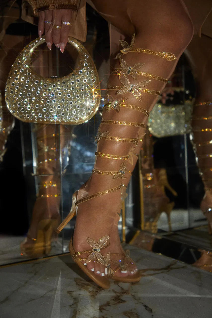 Fantasy Embellished Around The Ankle Coil Heels - Nude sold by Miss Lola
