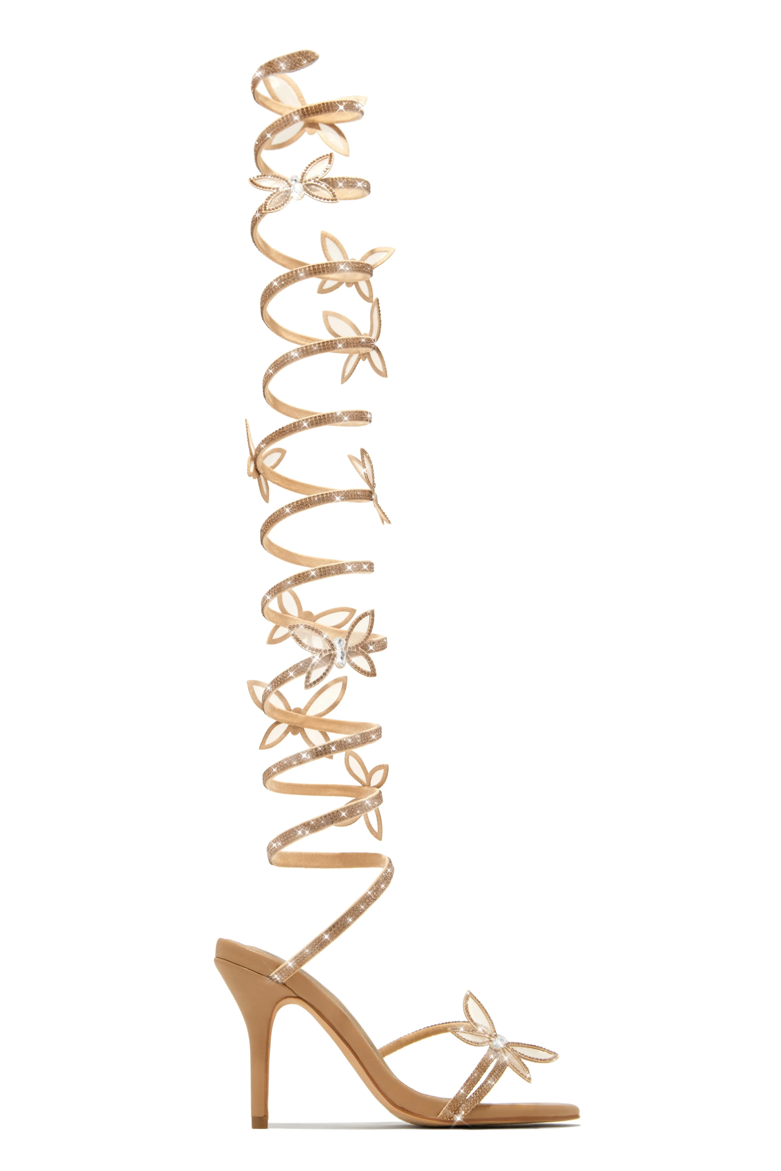 Fantasy Embellished Around The Ankle Coil Heels - Nude sold by Miss Lola product image thumbnail 2