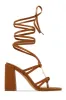 Stepping Out Lace Up Block Heels - Tan sold by Miss Lola