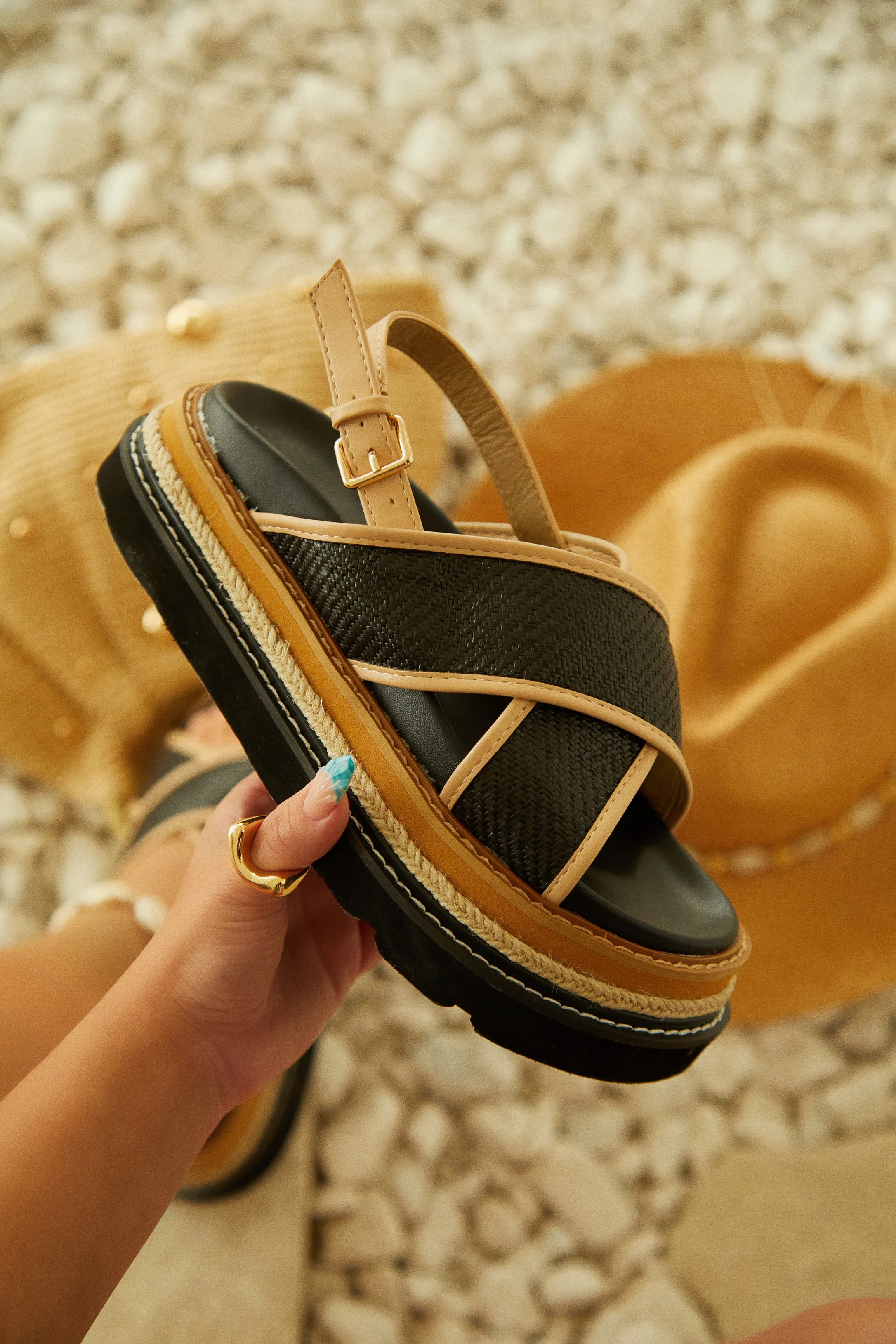 Noemy Chunky Platform Sandals - Black sold by Miss Lola