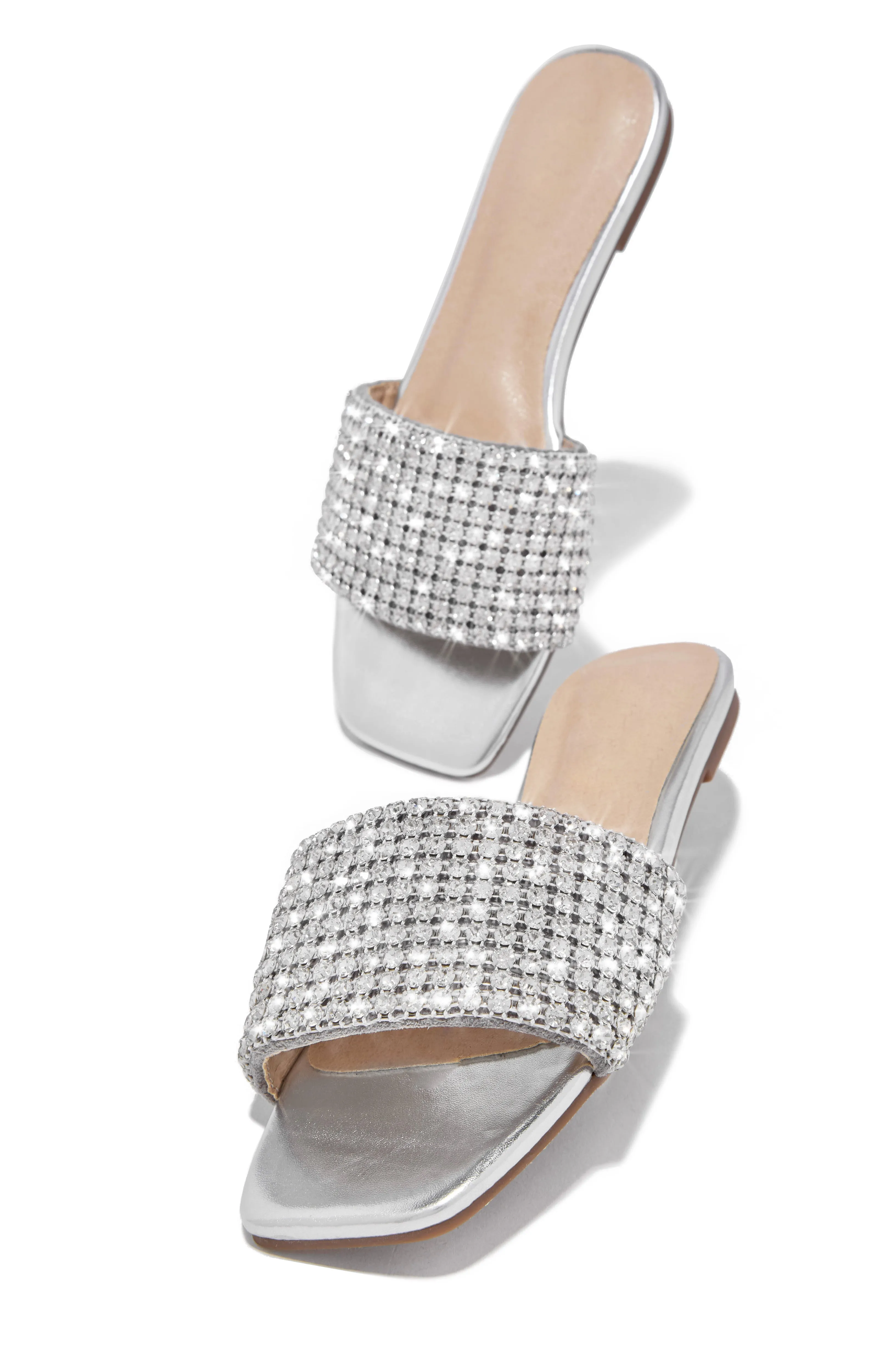 Marline Embellished Slide Sandals - Silver sold by Miss Lola product image thumbnail 4