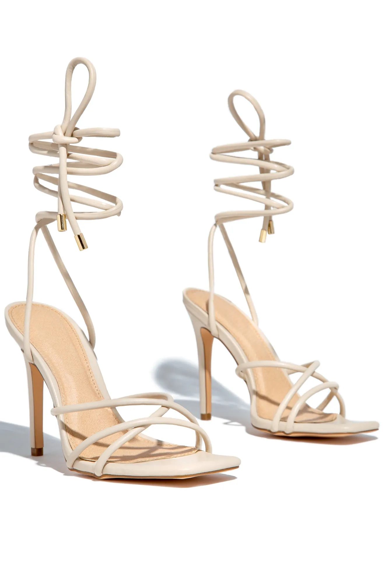Holly Lace Up Strappy Heels - Ivory sold by Miss Lola product image thumbnail 3