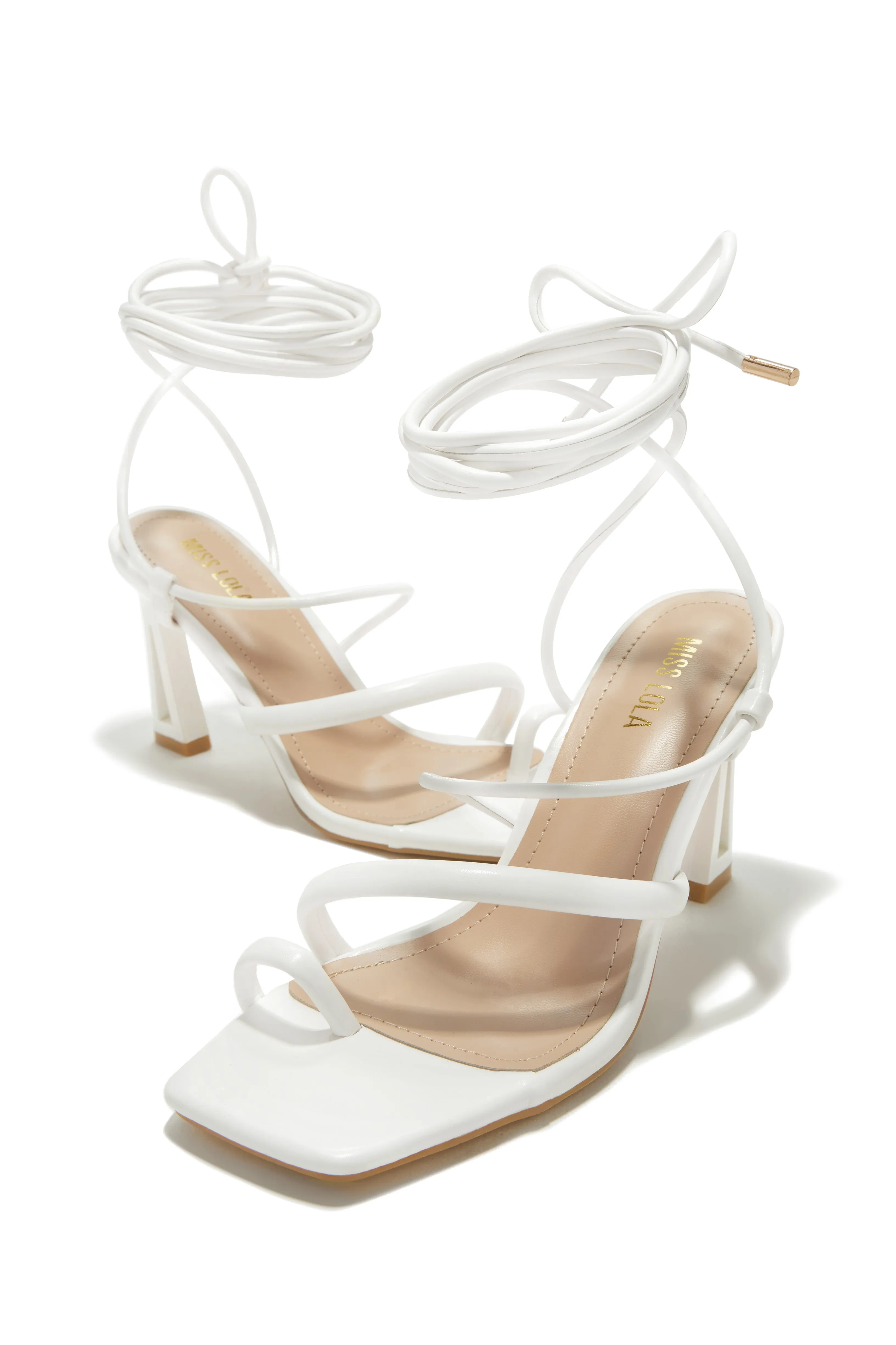 Dreamy Romance Single Sole Lace Up Heels - White sold by Miss Lola product image thumbnail 2