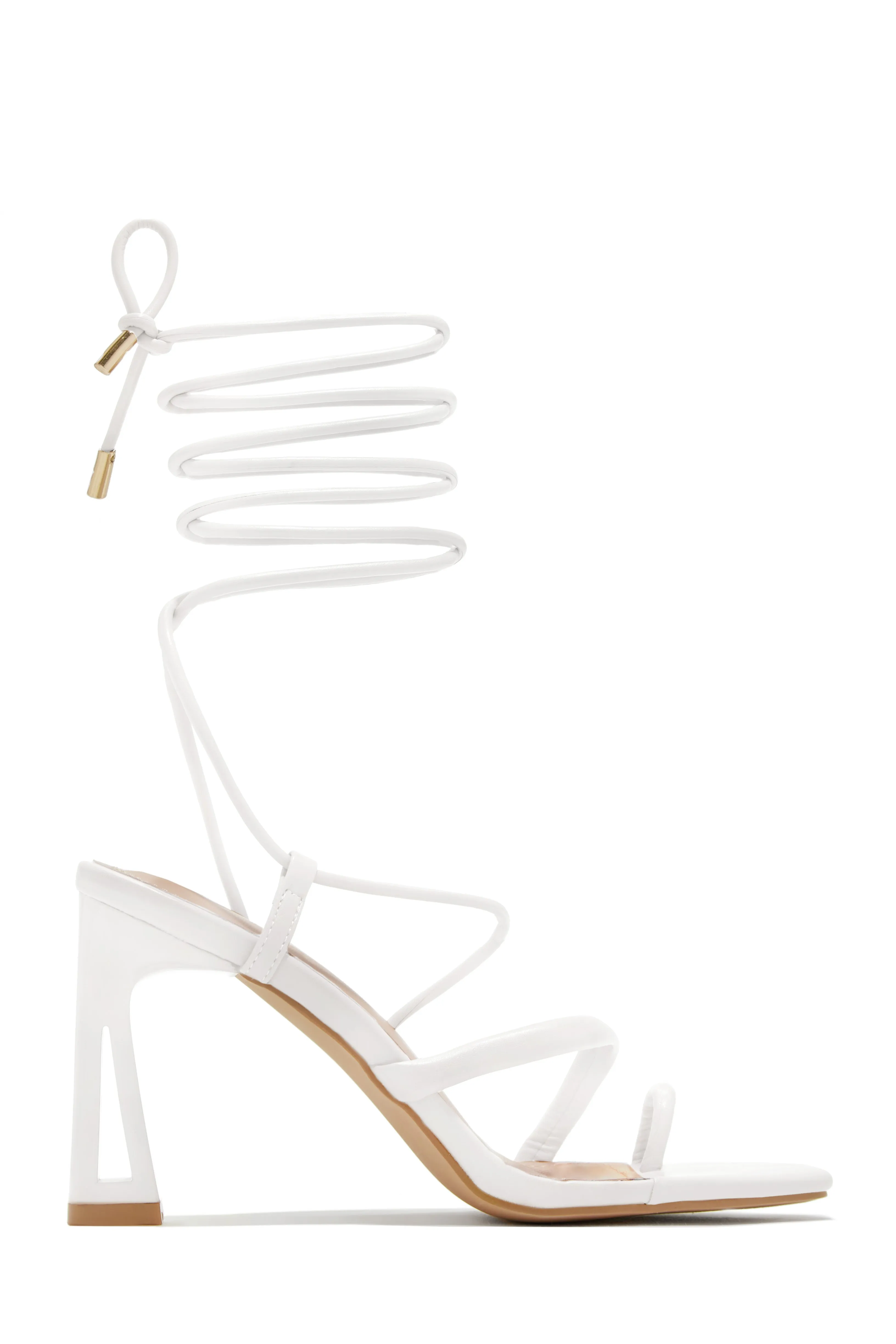 Dreamy Romance Single Sole Lace Up Heels - White sold by Miss Lola