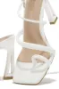 Dreamy Romance Single Sole Lace Up Heels - White sold by Miss Lola