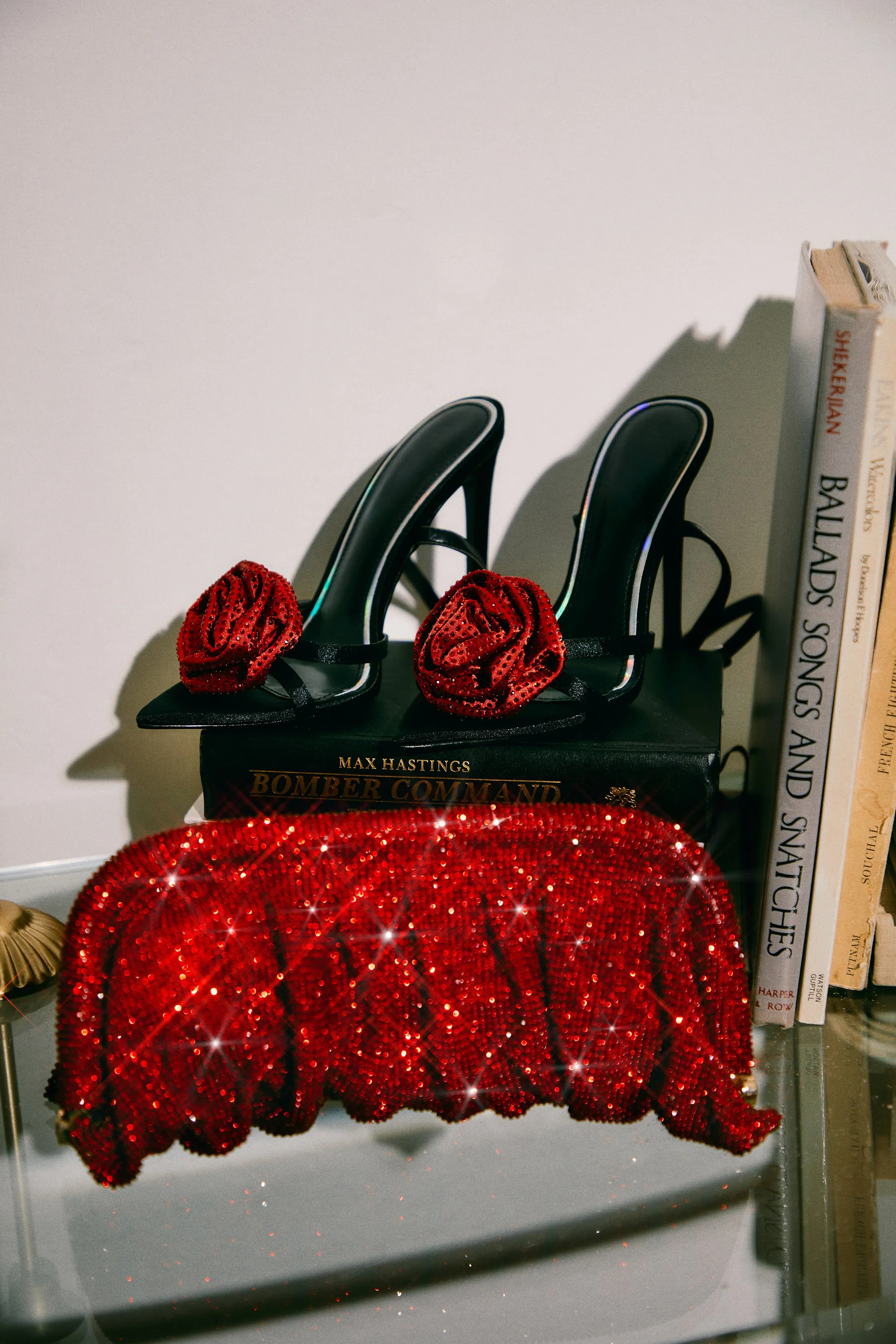 Rose Embellished Rose High Heels - Black Red sold by Miss Lola product image thumbnail 2