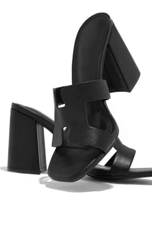 Bianka Block Mid Heels - Black sold by Miss Lola