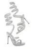 Gianna Embellished Around The Ankle Coil Heels - Silver sold by Miss Lola
