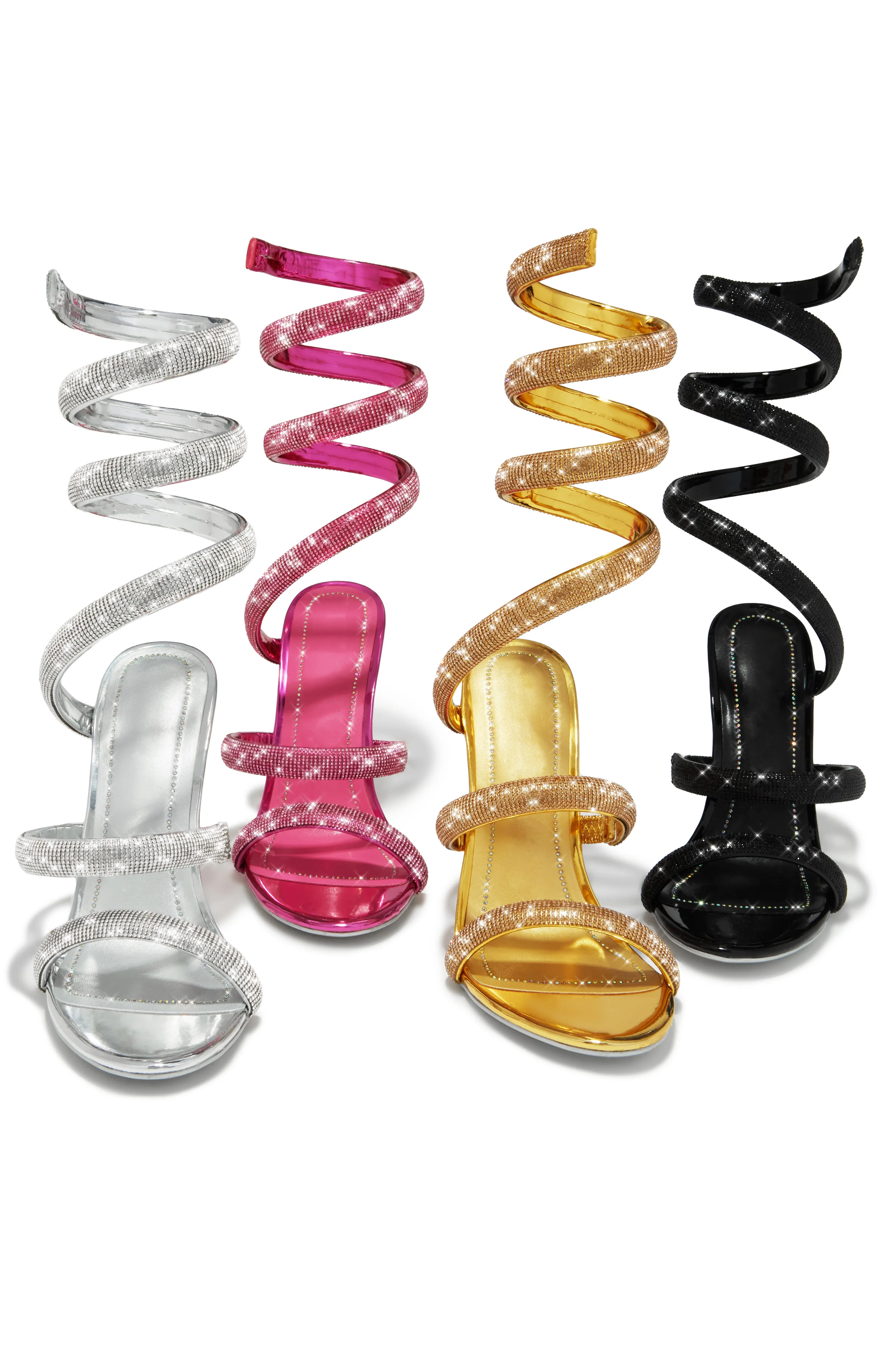 Gianna Embellished Around The Ankle Coil Heels - Silver sold by Miss Lola product image thumbnail 4