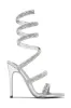 Gianna Embellished Around The Ankle Coil Heels - Silver sold by Miss Lola