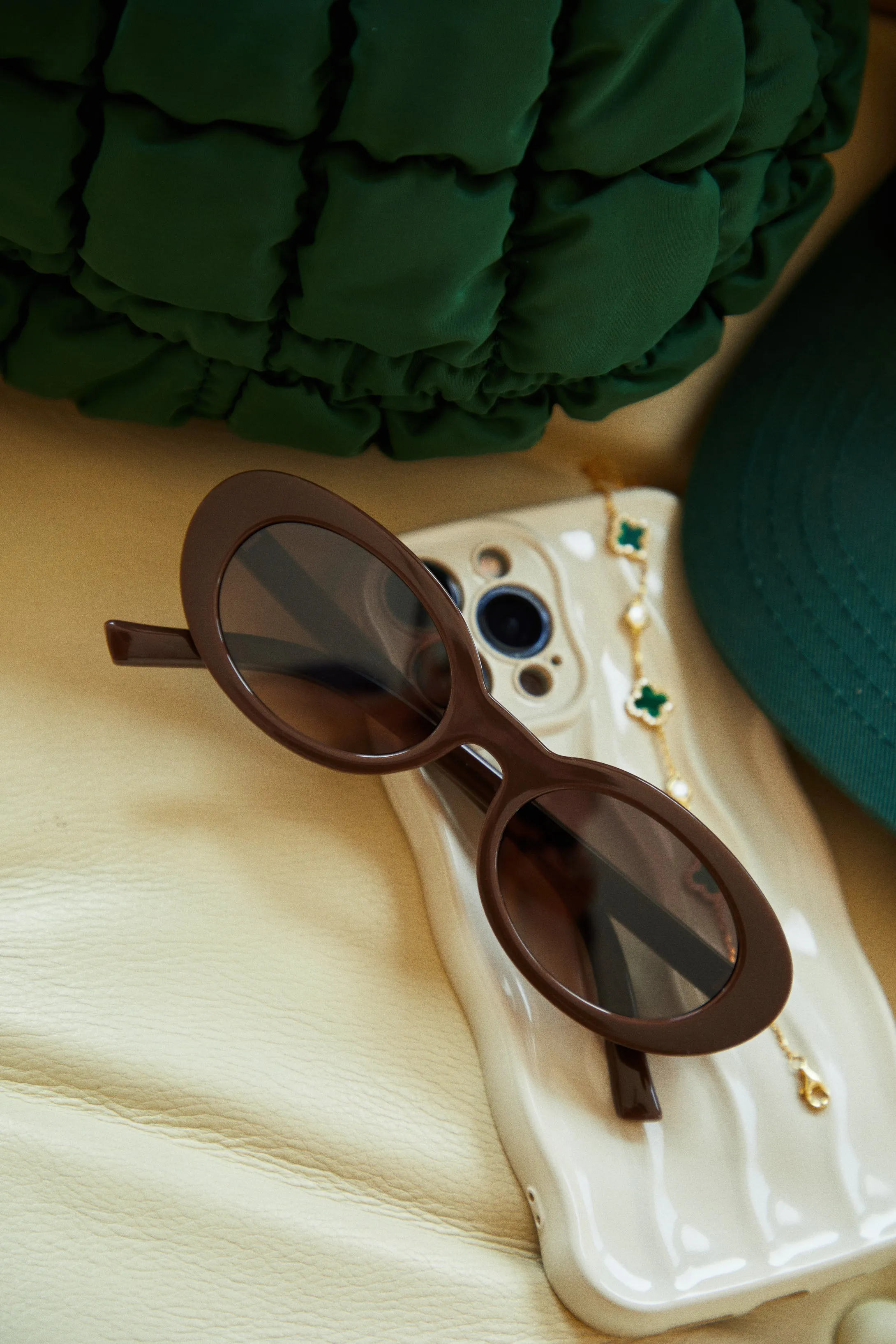 Elena Oval Sunglasses - Brown sold by Miss Lola