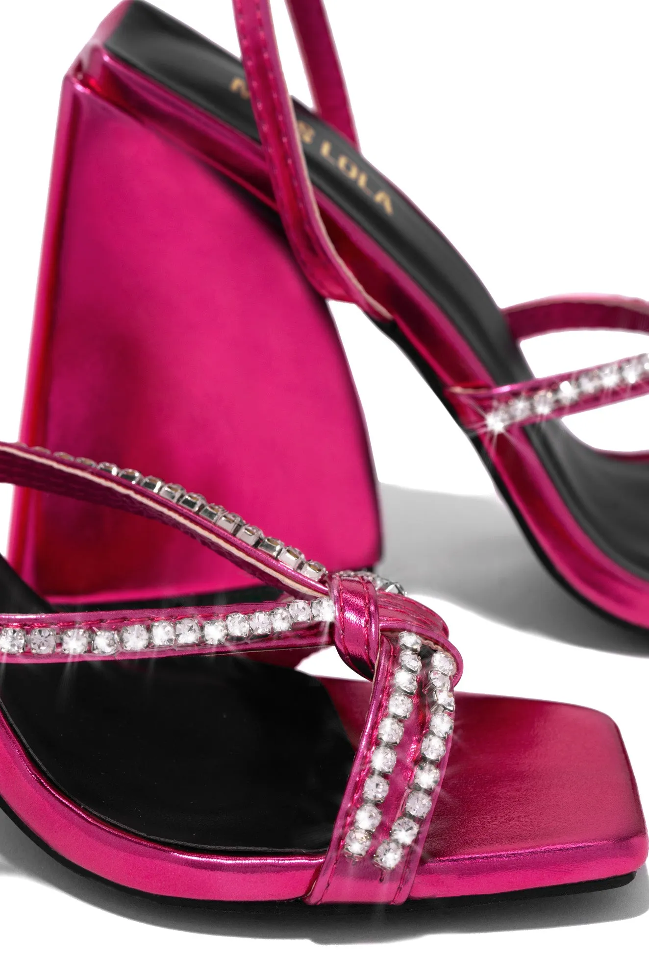 Valerya Embellished Triangle Block Heels - Pink sold by Miss Lola product image thumbnail 4