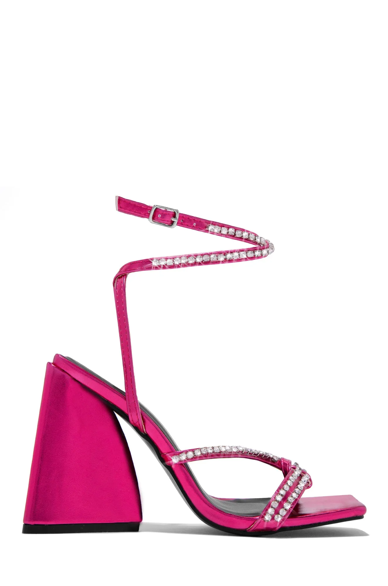Valerya Embellished Triangle Block Heels - Pink sold by Miss Lola product image thumbnail 2