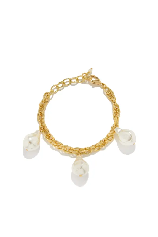 Amana Faux Pearl Bracelet - Gold sold by Miss Lola