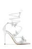 Fantasy Dreams Butterfly Embellished Lace Up Heels - Silver sold by Miss Lola