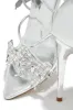 Fantasy Dreams Butterfly Embellished Lace Up Heels - Silver sold by Miss Lola