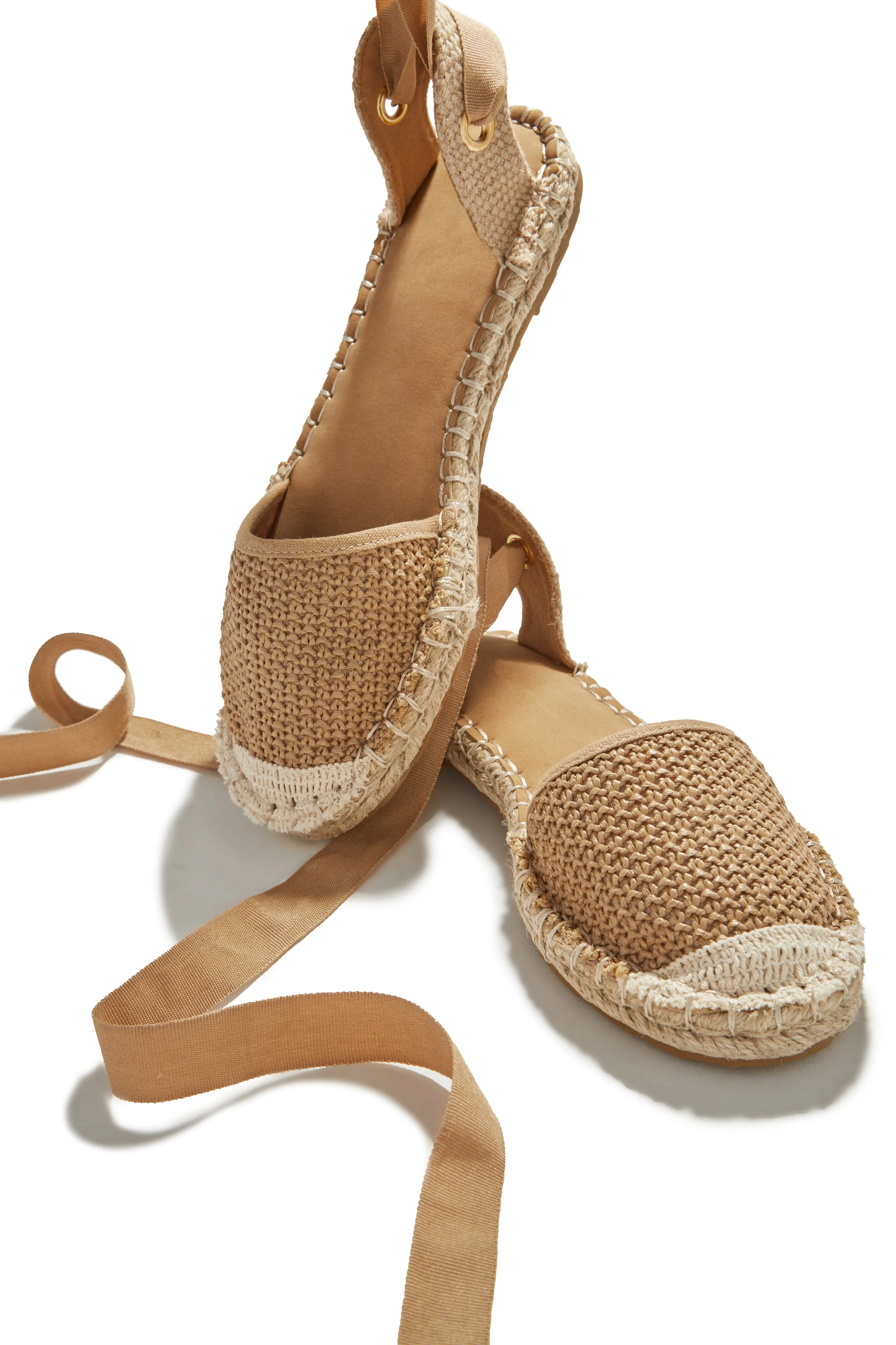 Vacation Sun Lace Up Espadrille Flats - Tan sold by Miss Lola product image thumbnail 2