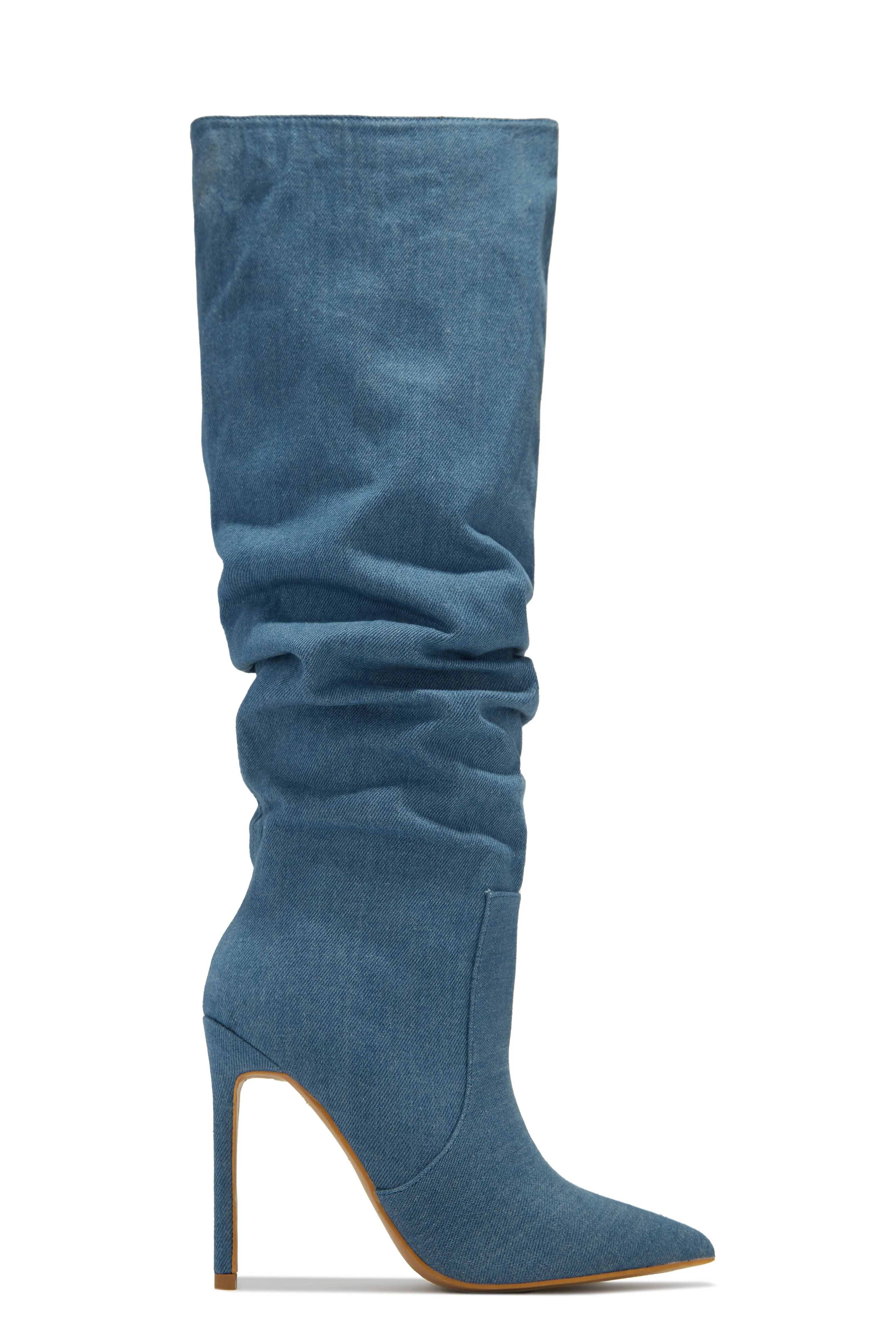 Keep My Cool High Heel Boots - Denim sold by Miss Lola