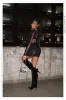 Center Of Attention Asymmetric Knee High Boots - Black sold by Miss Lola