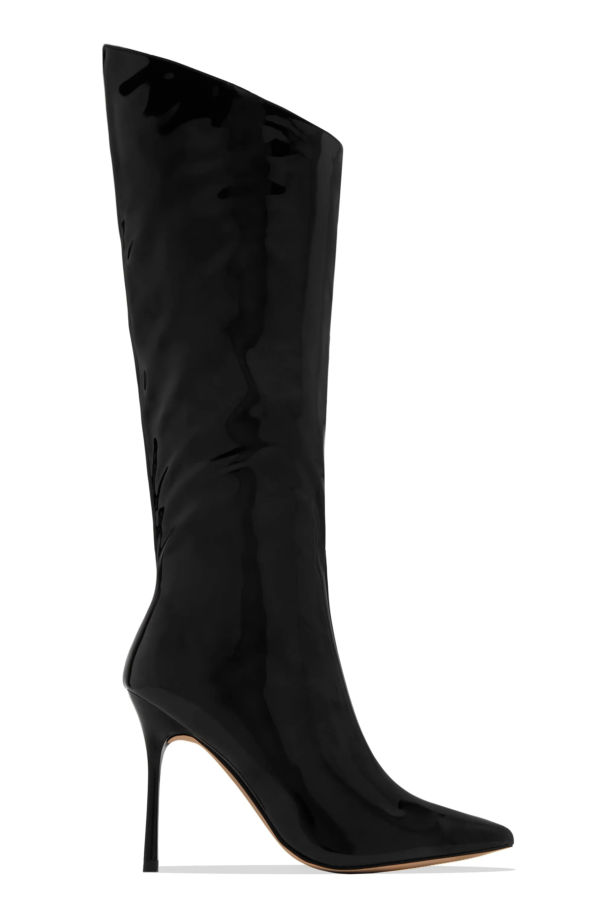 Center Of Attention Asymmetric Knee High Boots - Black sold by Miss Lola product image thumbnail 4