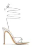 Holly Lace Up Strappy Heels - Silver sold by Miss Lola