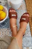 Bianca Slip On Sandals - Tan sold by Miss Lola