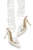 Fantasy Embellished Around The Ankle Coil Heels - White sold by Miss Lola