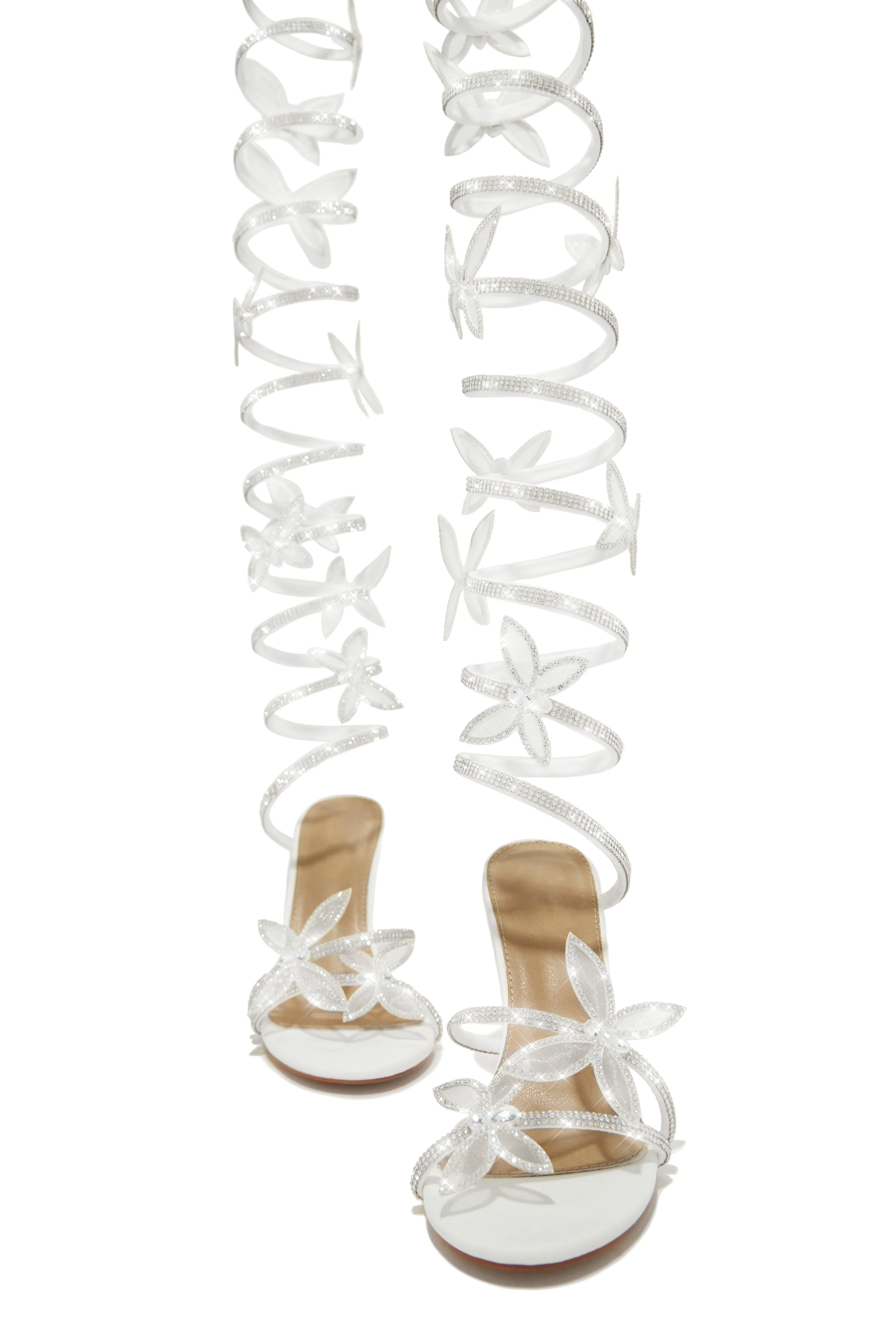 Fantasy Embellished Around The Ankle Coil Heels - White sold by Miss Lola product image thumbnail 4