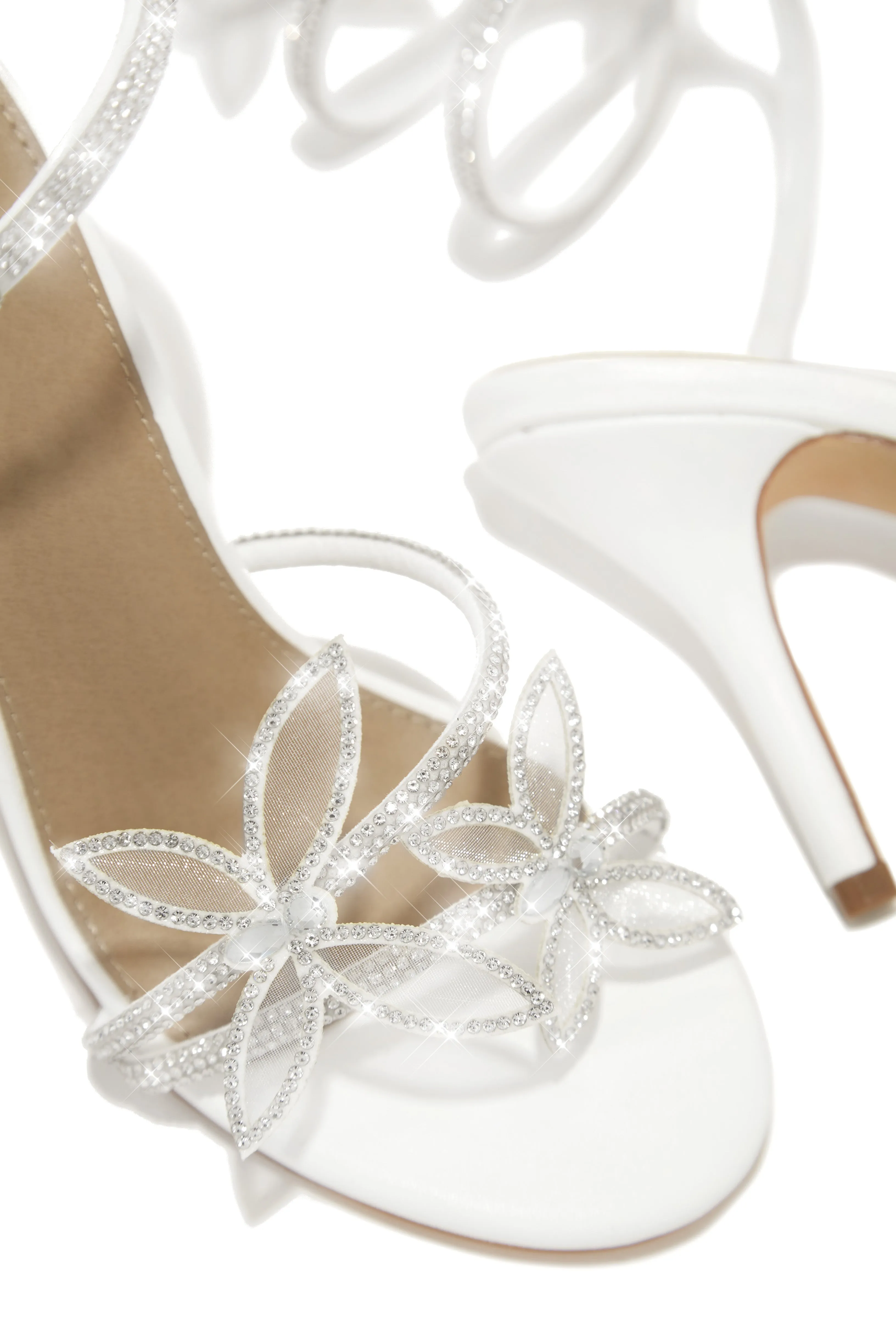 Fantasy Embellished Around The Ankle Coil Heels - White sold by Miss Lola product image thumbnail 3