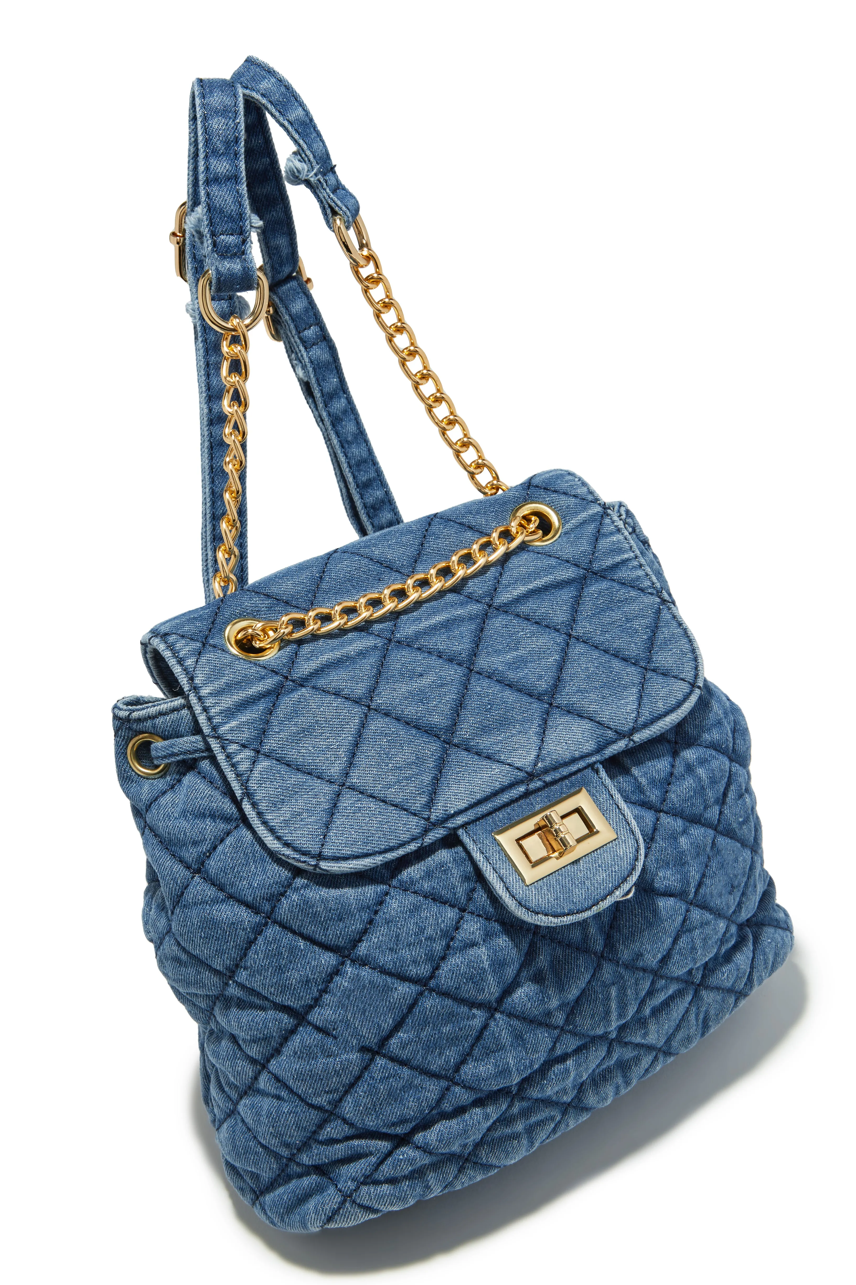 Hailey Quilt Stitch Mini Backpack - Denim sold by Miss Lola product image thumbnail 4