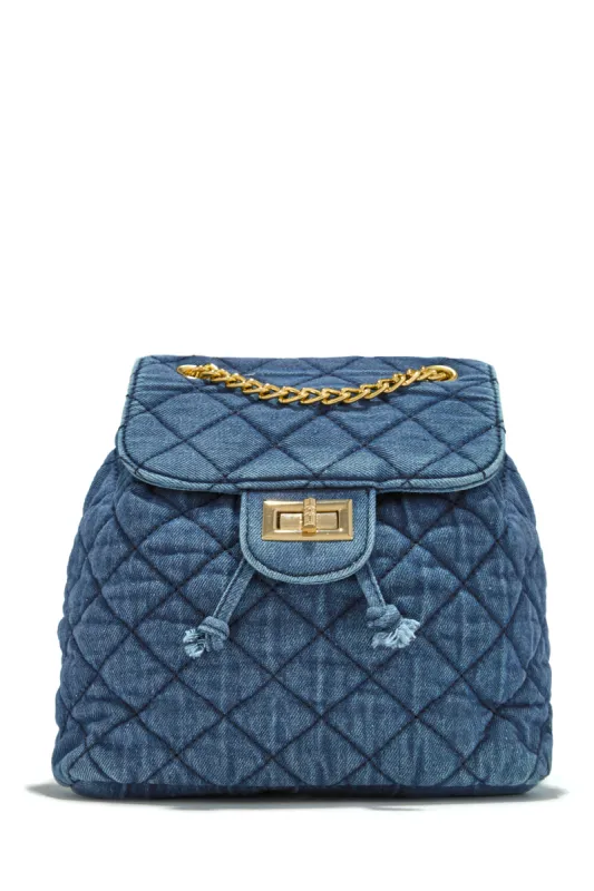 Hailey Quilt Stitch Mini Backpack - Denim sold by Miss Lola