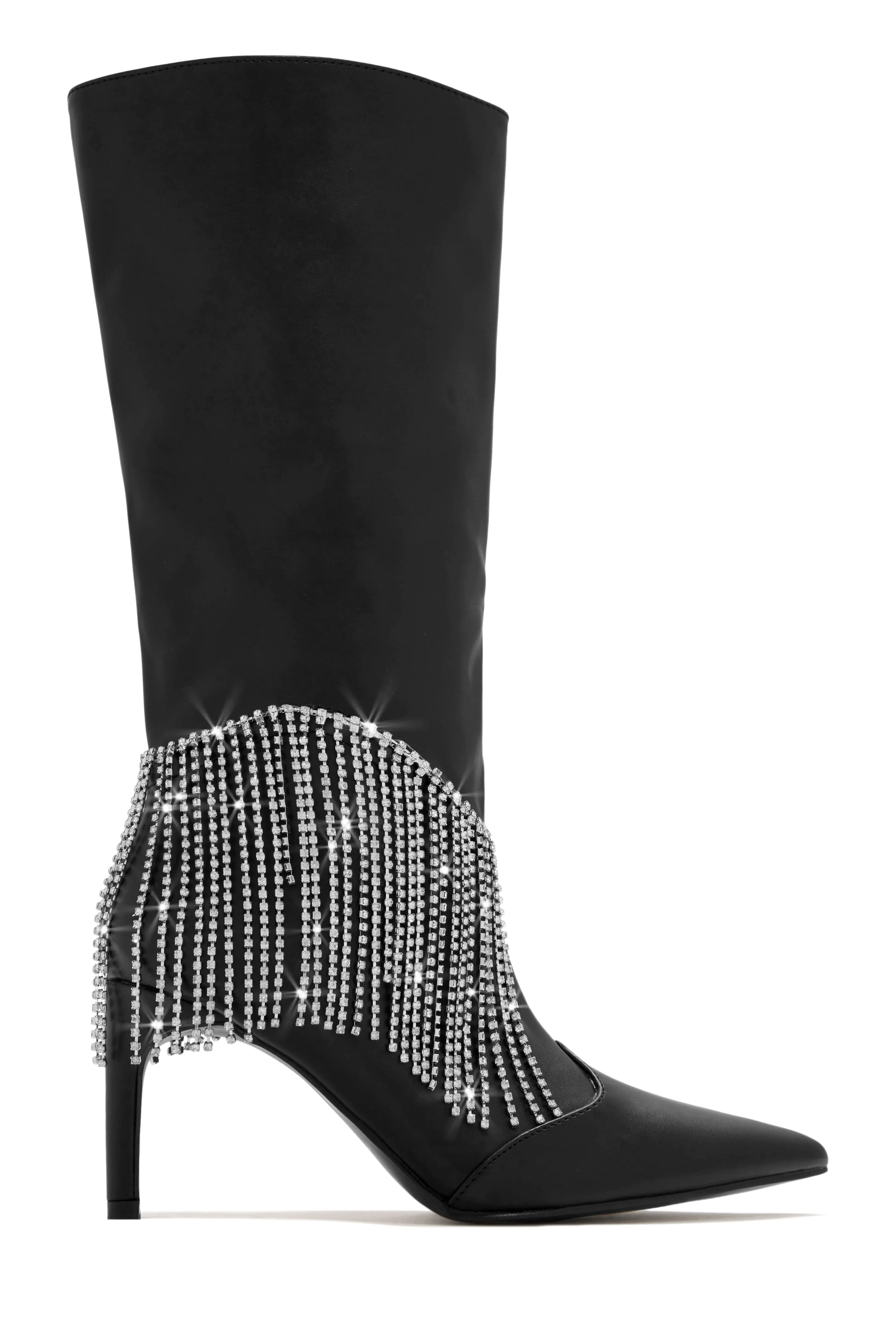 Faye Embellished Fringe Knee High Boots - Silver sold by Miss Lola product image thumbnail 5