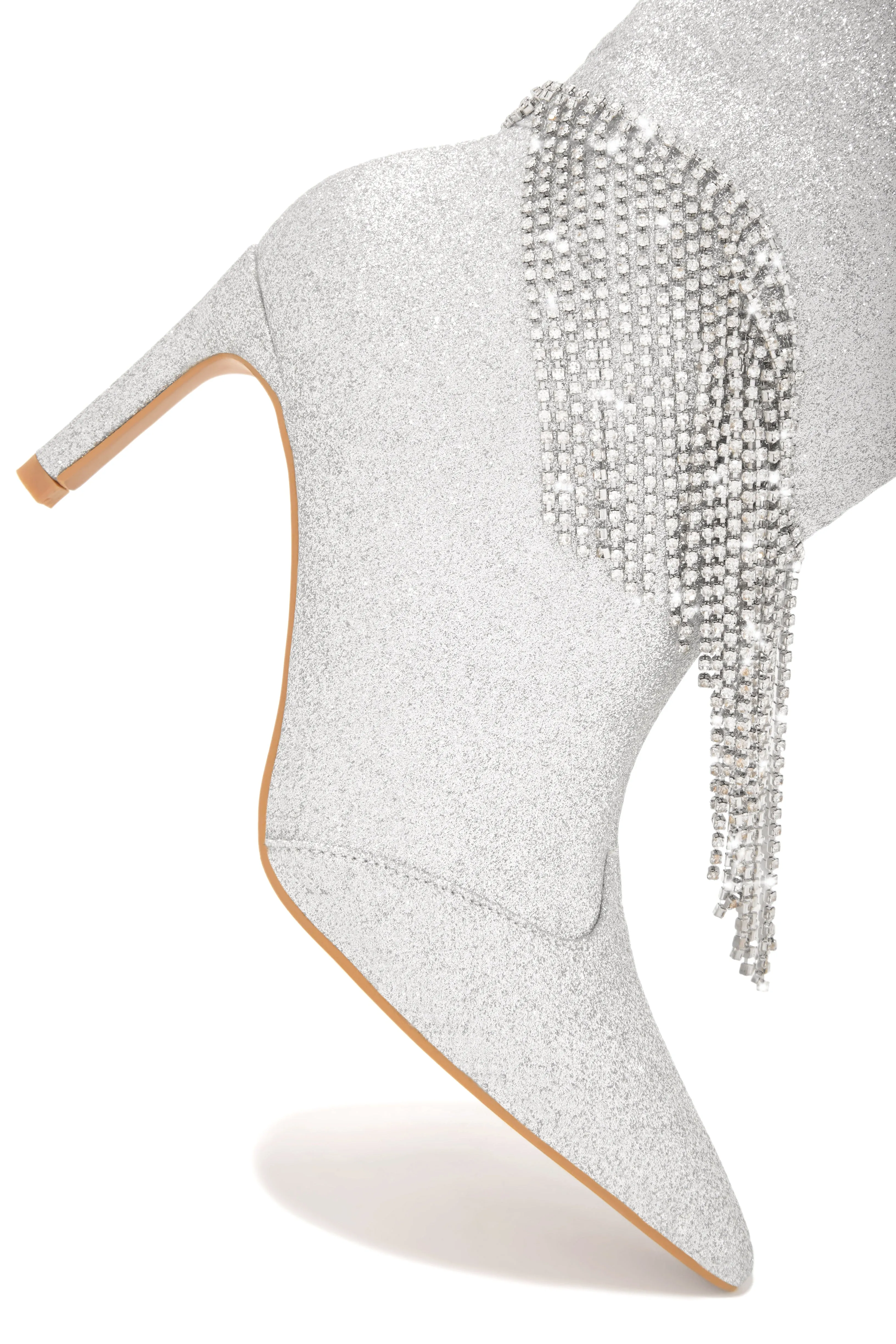 Faye Embellished Fringe Knee High Boots - Silver sold by Miss Lola product image thumbnail 2