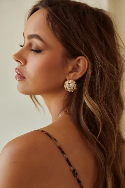Daya Chunky Embellished Earring - Gold sold by Miss Lola