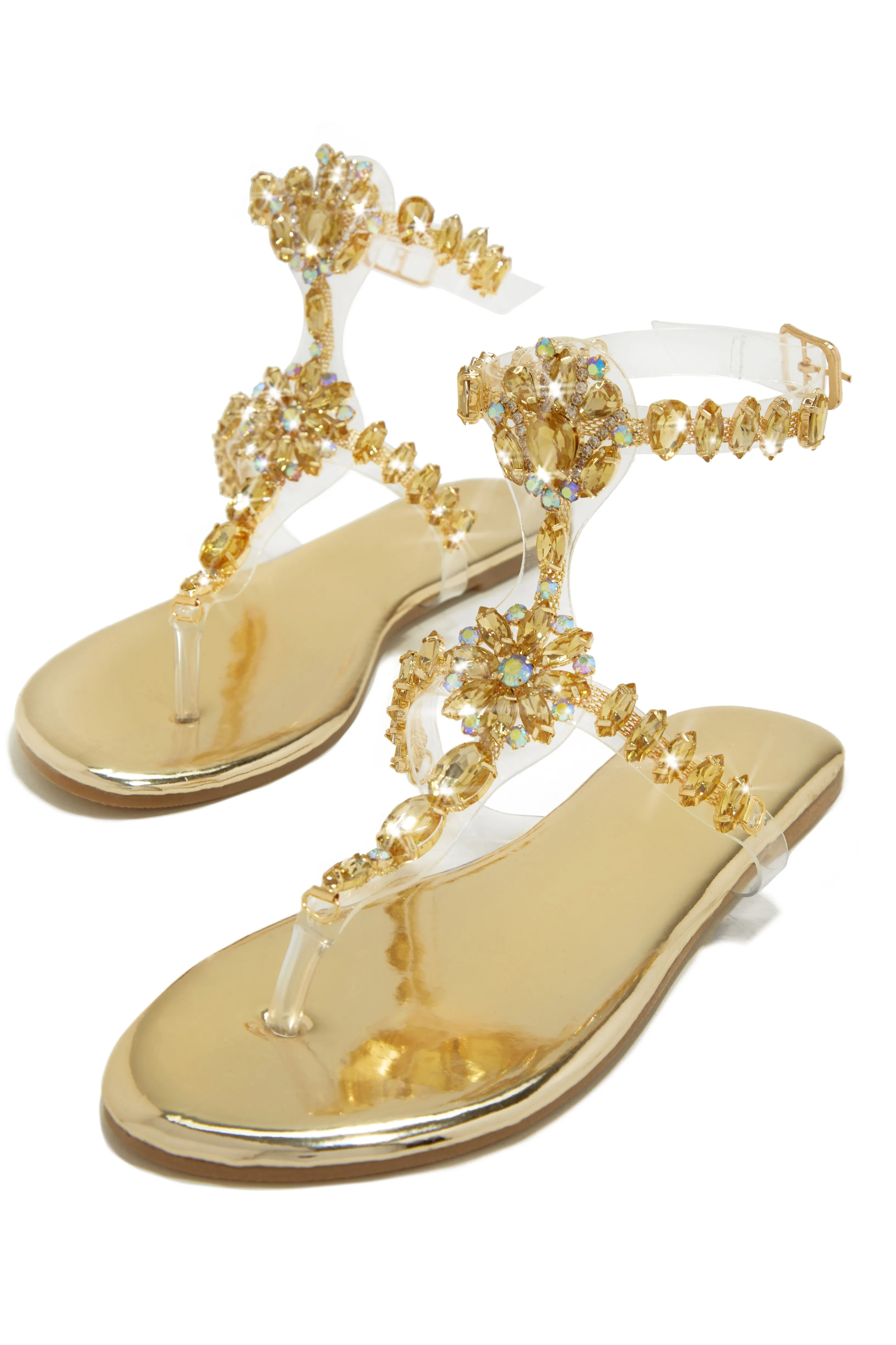 Caicos Resort Embellished Ankle Strap Sandals - Gold sold by Miss Lola product image thumbnail 2