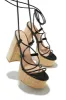 Chantal Lace Up Platform Block Heels - Black sold by Miss Lola