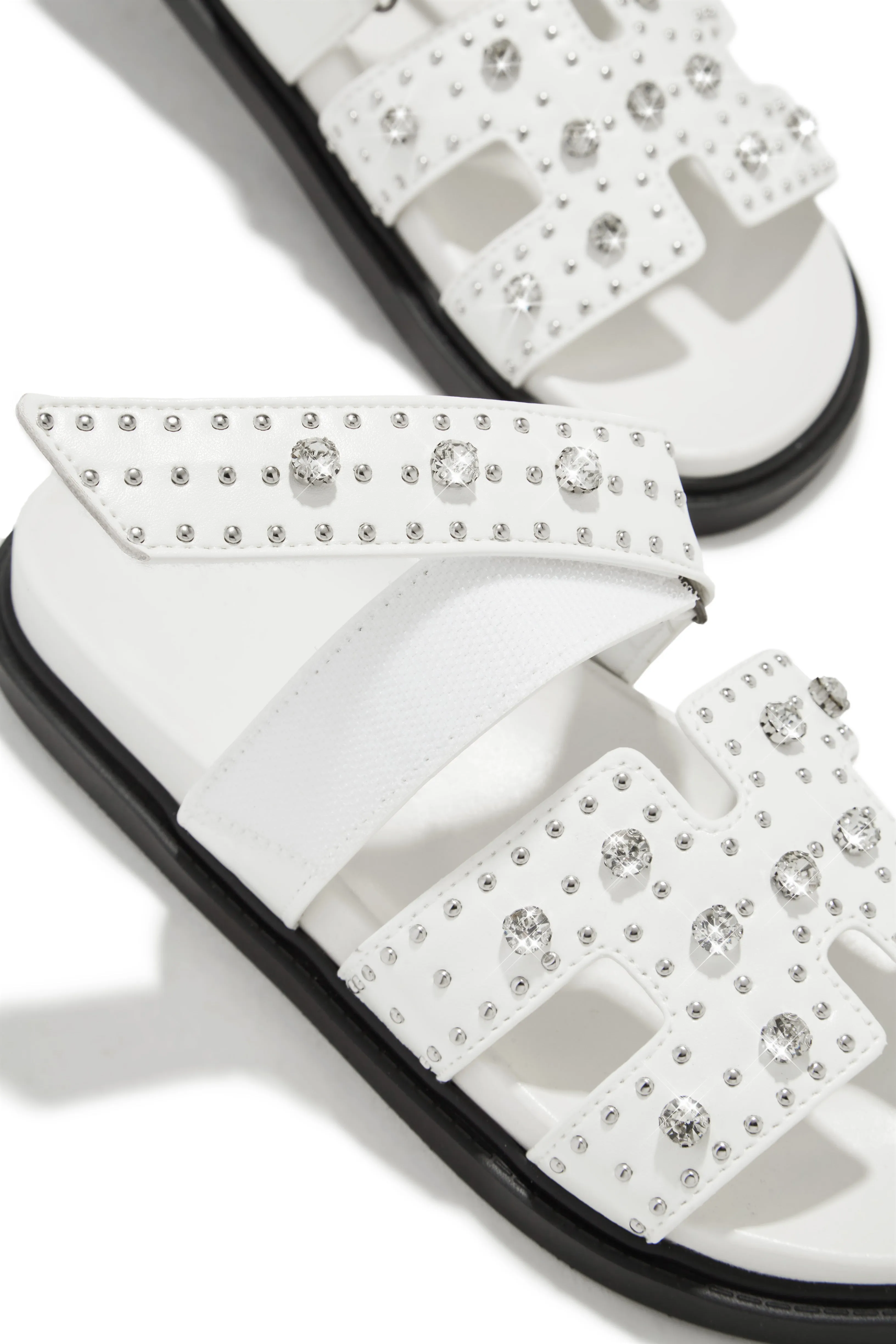 Amani Studded Embellished Slip On Sandals - White sold by Miss Lola product image thumbnail 3