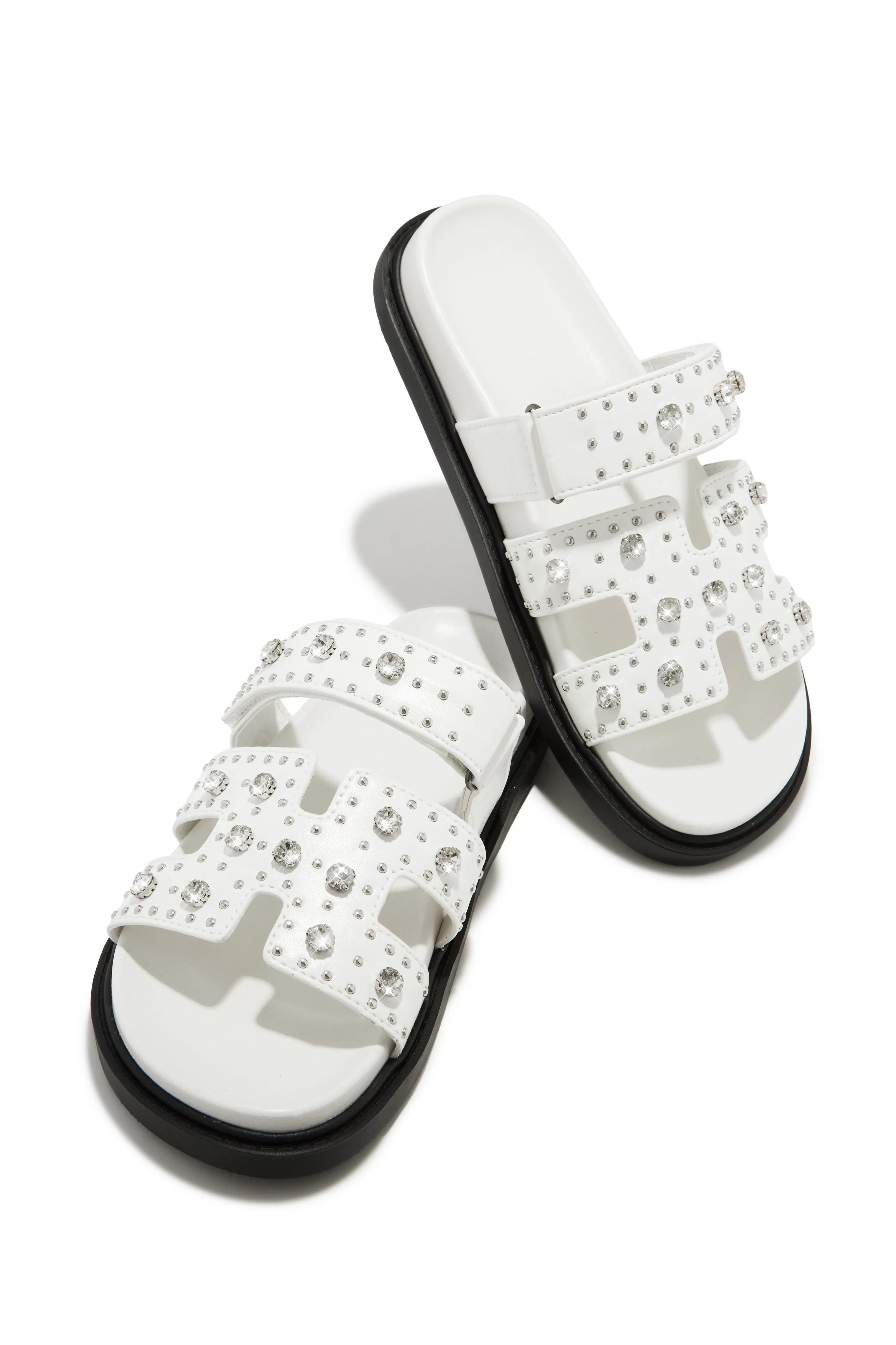 Amani Studded Embellished Slip On Sandals - White sold by Miss Lola product image thumbnail 4