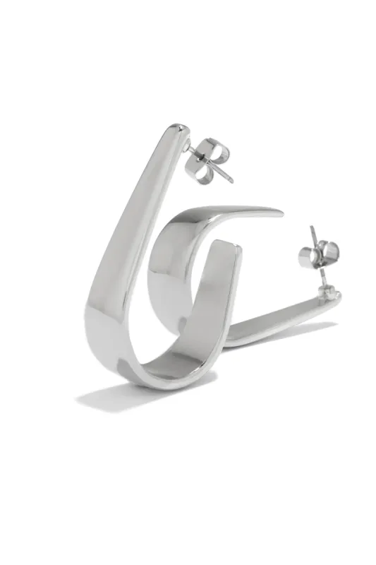 Miliani Chunky Flat Hoop Earring - Silver sold by Miss Lola