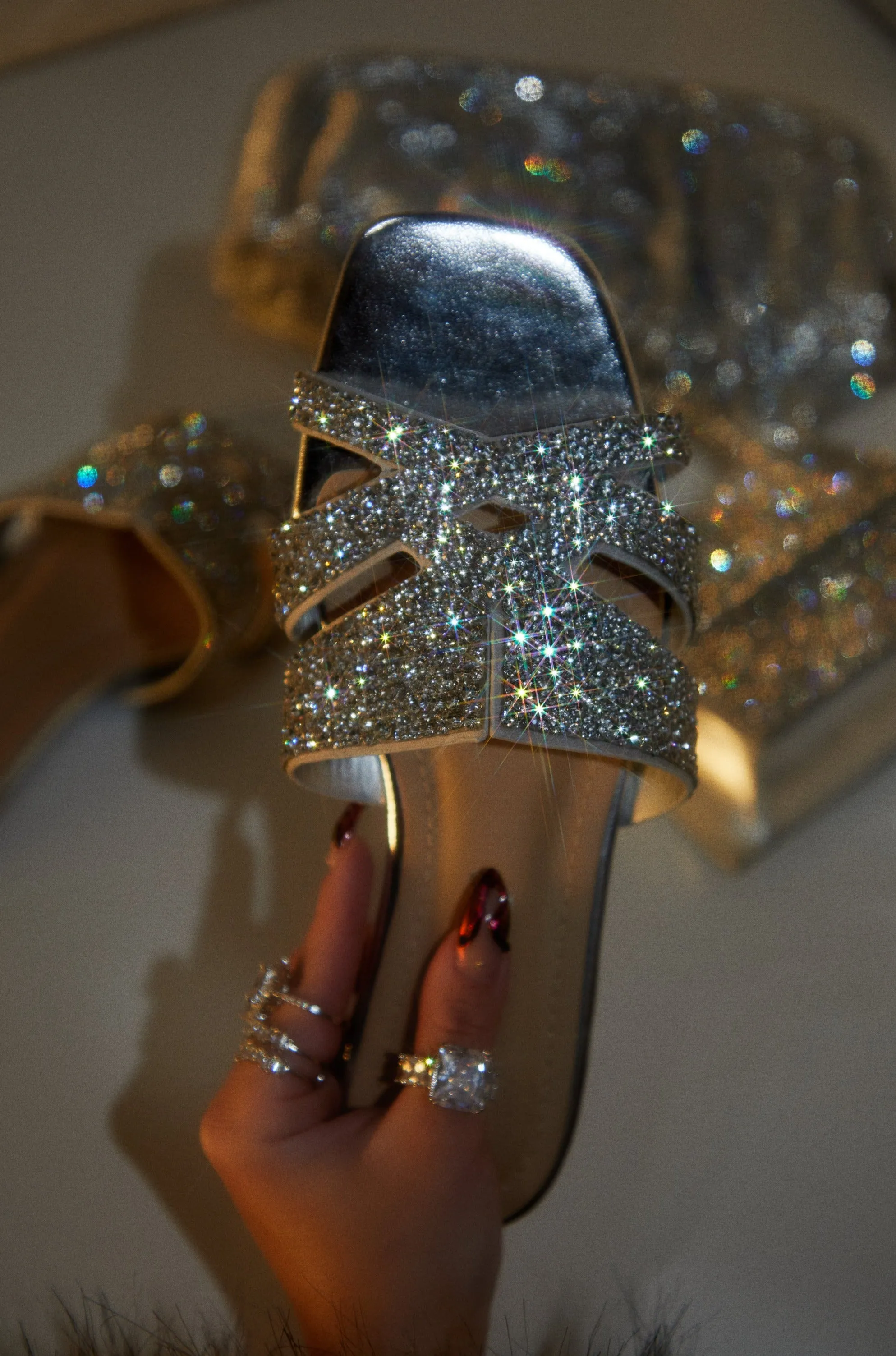 Destination Dreams Embellished Slip On Sandals - Silver sold by Miss Lola product image thumbnail 2