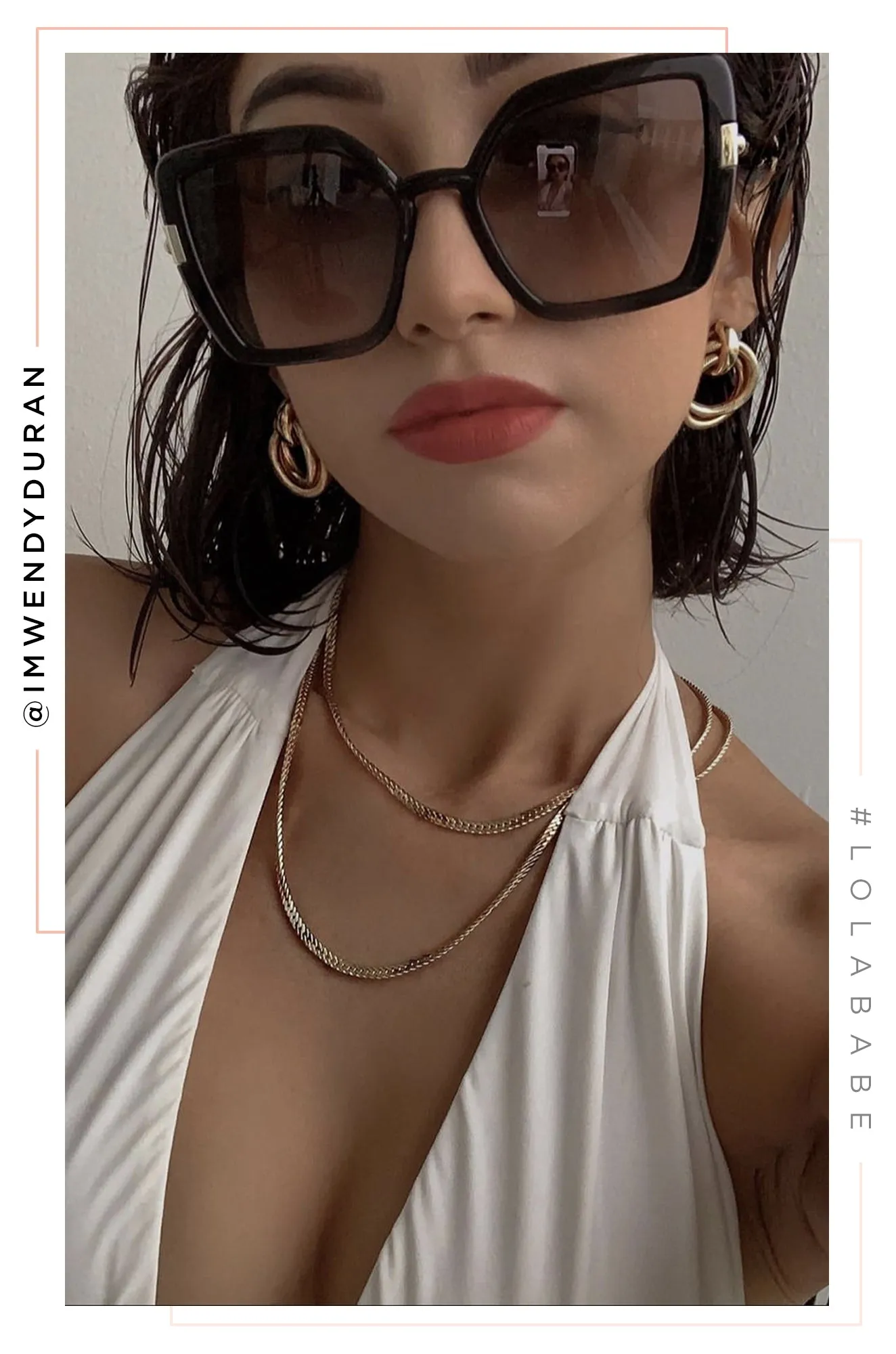 Esme Two Piece Herringbone Necklace Set - Gold sold by Miss Lola product image thumbnail 3