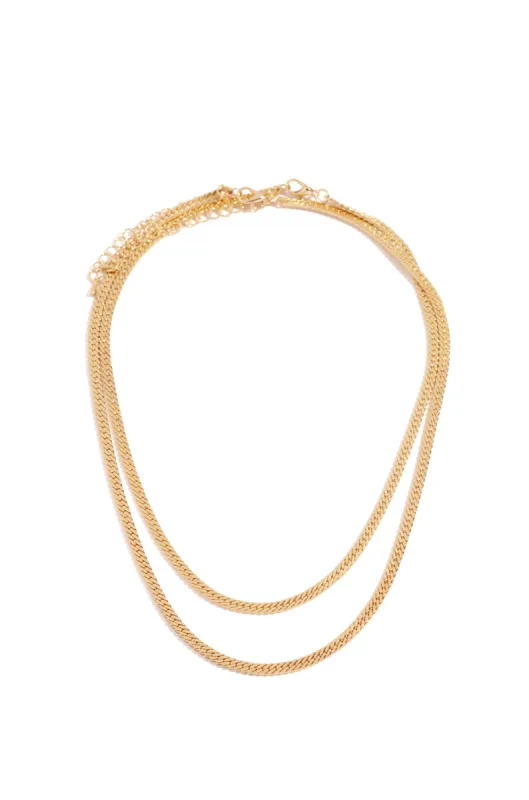 Esme Two Piece Herringbone Necklace Set - Gold sold by Miss Lola