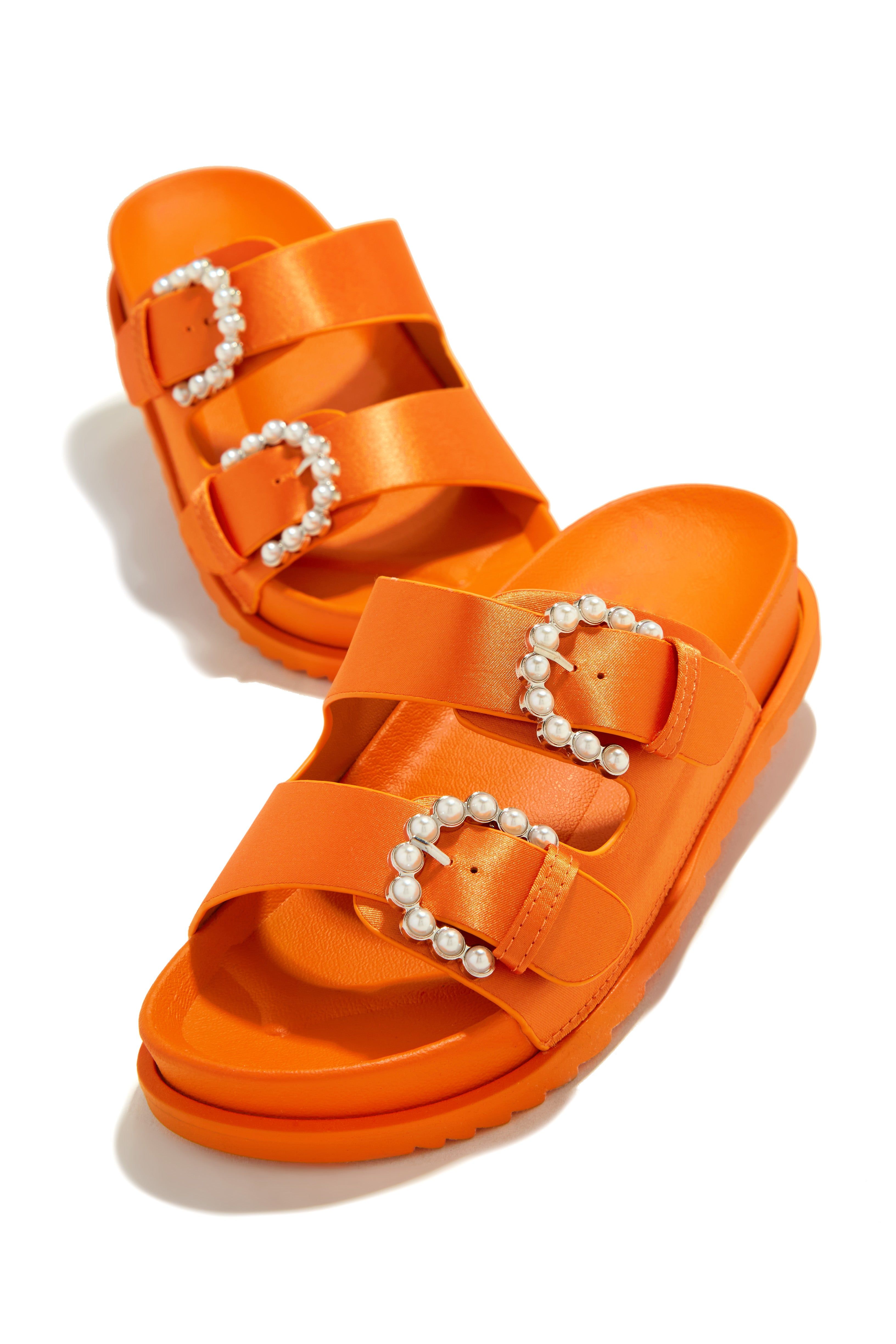 Golden Beaches Embellished Slip On Sandals - Orange sold by Miss Lola product image thumbnail 3