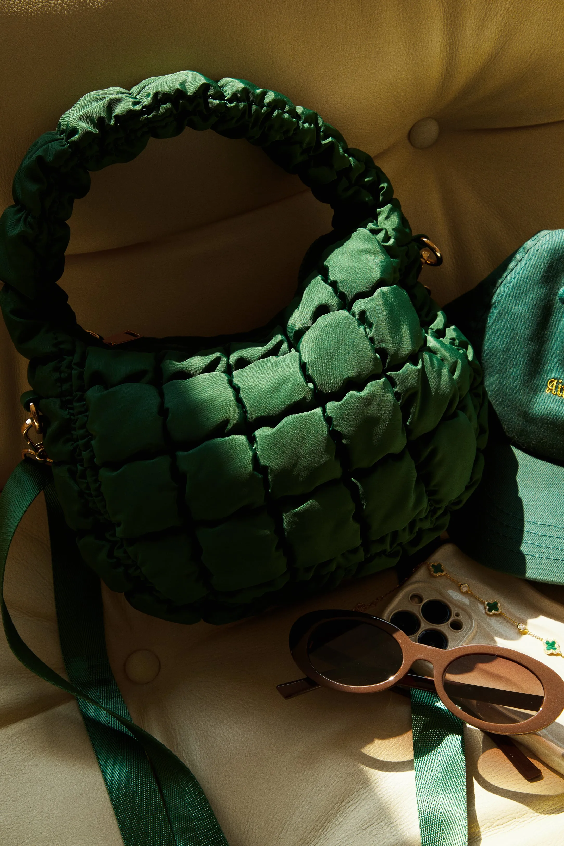 Carya Quilted Crossbody Bag - Green sold by Miss Lola product image thumbnail 4